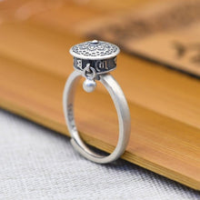 Last inn bildet i Galleri-visningsprogrammet, Buddhist Tibetan Prayer Wheel Ring OM Mantra Lotus Floral Ring
