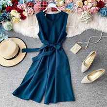 Last inn bildet i Galleri-visningsprogrammet, Sommer Commuter Ren Farge Ermeløs Jumpsuit for Kvinner
