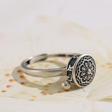 Last inn bildet i Galleri-visningsprogrammet, Buddhist Tibetan Prayer Wheel Ring OM Mantra Lotus Floral Ring
