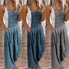 Last inn bildet i Galleri-visningsprogrammet, Uformell denimlomme Jumpsuit med brede ben
