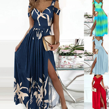 Last inn bildet i Galleri-visningsprogrammet, Off-the-shoulder V-neck slit dress
