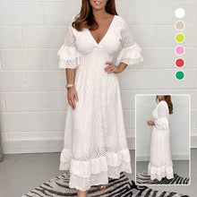 Last inn bildet i Galleri-visningsprogrammet, Broderi Anglaise Frill Sleeve Midi-kjole med ermer med broderi
