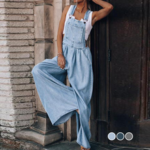 Last inn bildet i Galleri-visningsprogrammet, Uformell denimlomme Jumpsuit med brede ben
