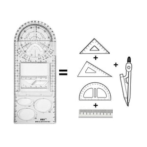 Multifunksjonell geometrisk linjal