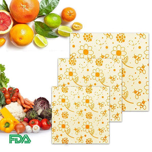 Organic & Reusable Beeswax Food Wraps – 3 Pcs (S/M/L)