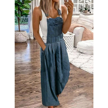 Last inn bildet i Galleri-visningsprogrammet, Uformell denimlomme Jumpsuit med brede ben
