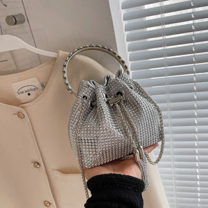 Hele rhinestones bøtteveske for kvinner