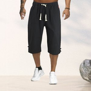 Cotton and Linen Five Point Tie Shorts