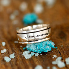 Last inn bildet i Galleri-visningsprogrammet, "Jeg er nok" Silver Meditation Roterbar angstring
