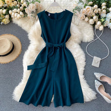 Last inn bildet i Galleri-visningsprogrammet, Sommer Commuter Ren Farge Ermeløs Jumpsuit for Kvinner
