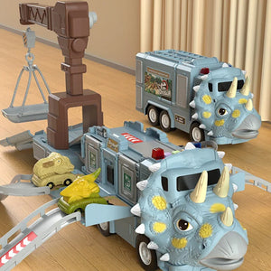 🦖Nytt Dinosaur Transforming Engineering Truck Track-lekesett med lys og musikk
