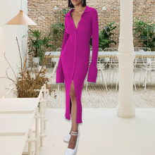 Last inn bildet i Galleri-visningsprogrammet, Mote strikket Flare Sleeve Pull Long Robe Kjole
