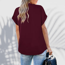 Last inn bildet i Galleri-visningsprogrammet, Short Sleeve V-Neck Solid Color Blouse
