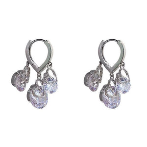 Heart Zircon Drop Ear Buckles Earrings